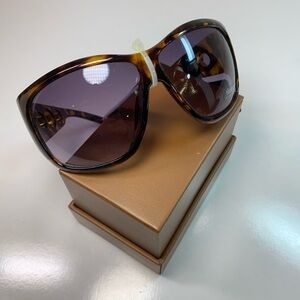 Design Vintage Women’s Sunglasses Oversized Brown & Amber Gold Trim Accents